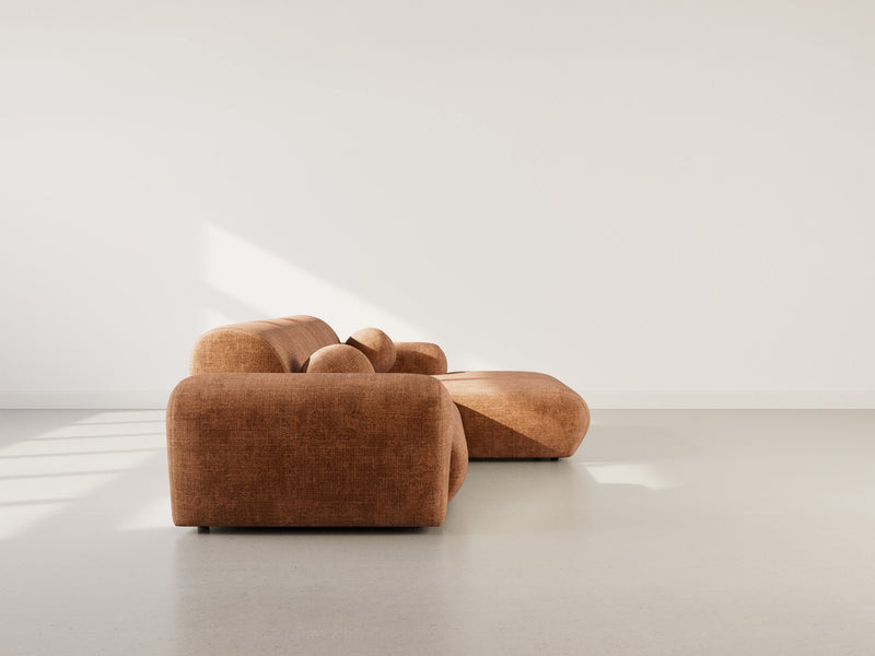 Louise - Corner Sofa - 4 Seater - Textured Velvet - Terracotta