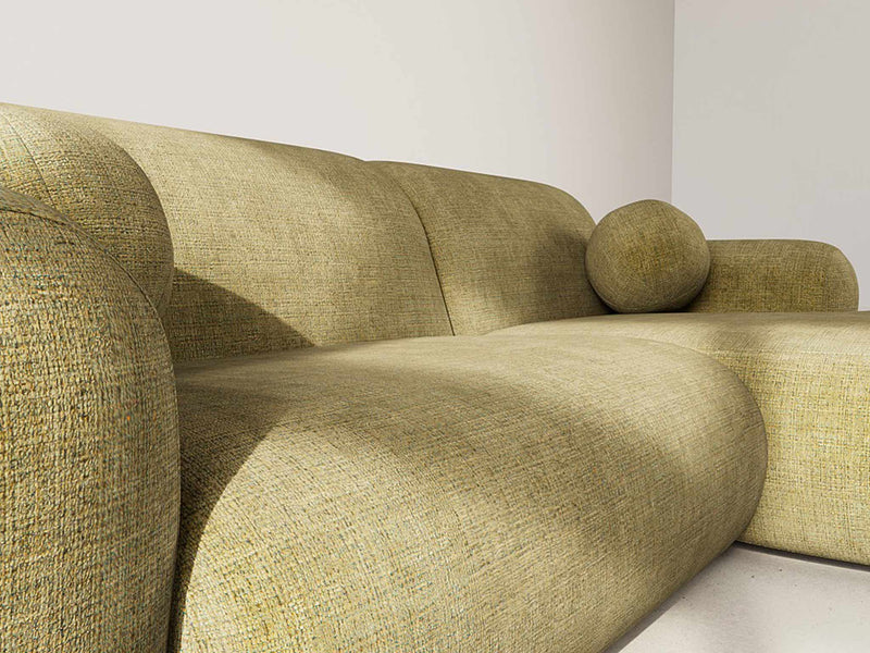 Louise - Sofá esquinero - 4 plazas - Terciopelo texturizado - Verde caqui