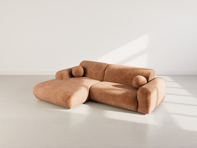 Louise - Corner Sofa - 4 Seater - Textured Velvet - Terracotta