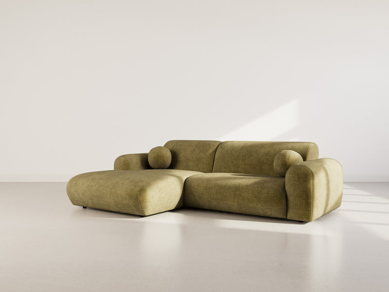 Louise - Sofá esquinero - 4 plazas - Terciopelo texturizado - Verde caqui