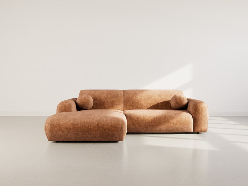 Louise - Corner Sofa - 4 Seater - Textured Velvet - Terracotta