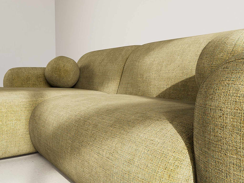 Louise - Sofá esquinero - 4 plazas - Terciopelo texturizado - Verde caqui