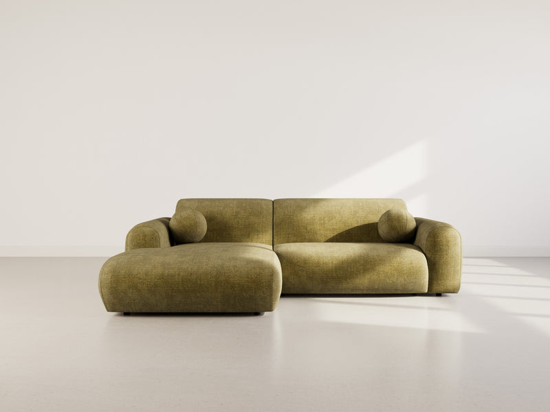 Louise - Sofá esquinero - 4 plazas - Terciopelo texturizado - Verde caqui