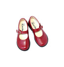 Louise Durable Girls' Shoes with Buckle - Cherry Red Leather - Girls