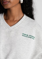 Pull Comfort Fleece V-Neck Cropped - Grey