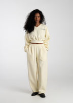 Pull Comfort Fleece V-Neck Cropped - Baby Yellow