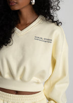 Pull Comfort Fleece V-Neck Cropped - Baby Yellow
