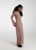 Robe Juliette Bias Cut Bell Sleeve Maxi – Red Floral