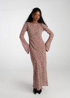 Robe Juliette Bias Cut Bell Sleeve Maxi – Red Floral