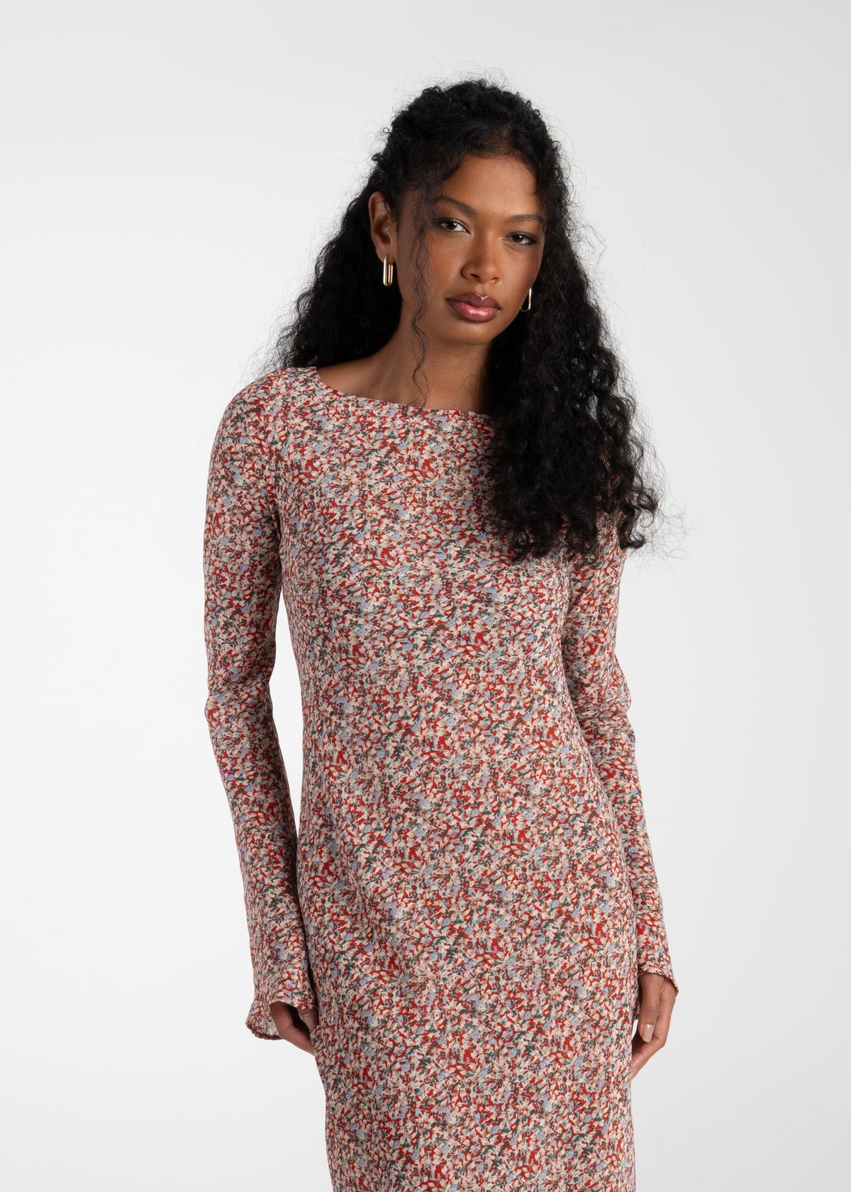 Robe Juliette Bias Cut Bell Sleeve Maxi – Red Floral