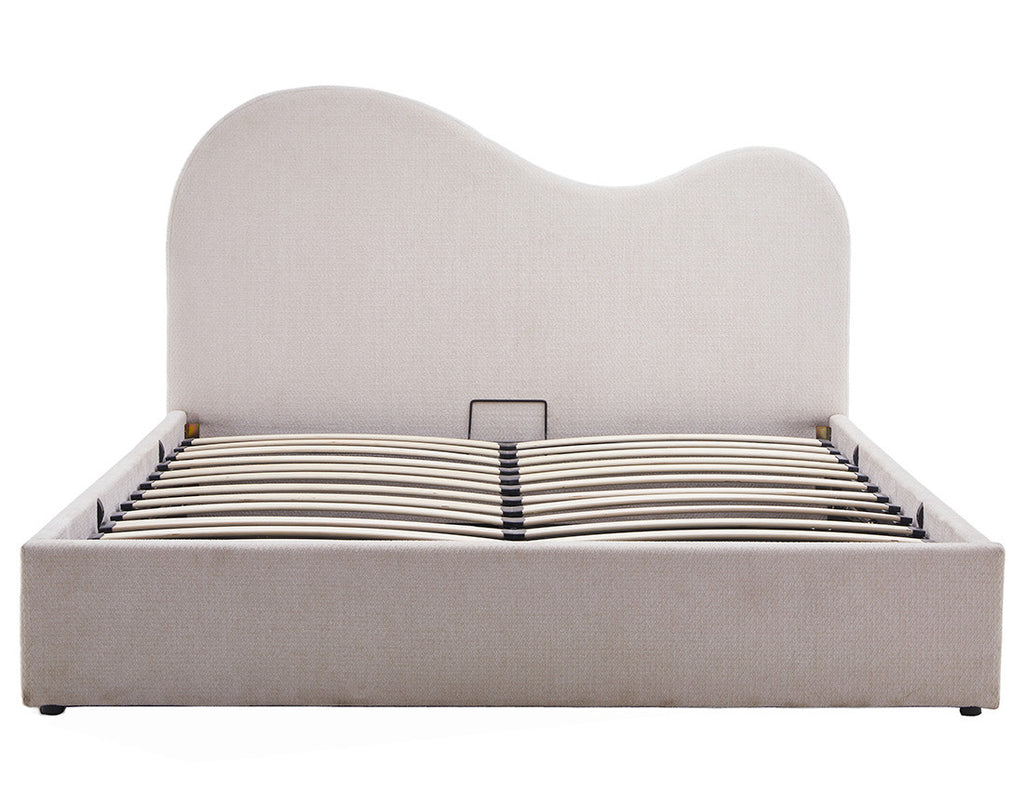 Lucas - Cama Con Arcón - Terciopelo Texturizado - Beige