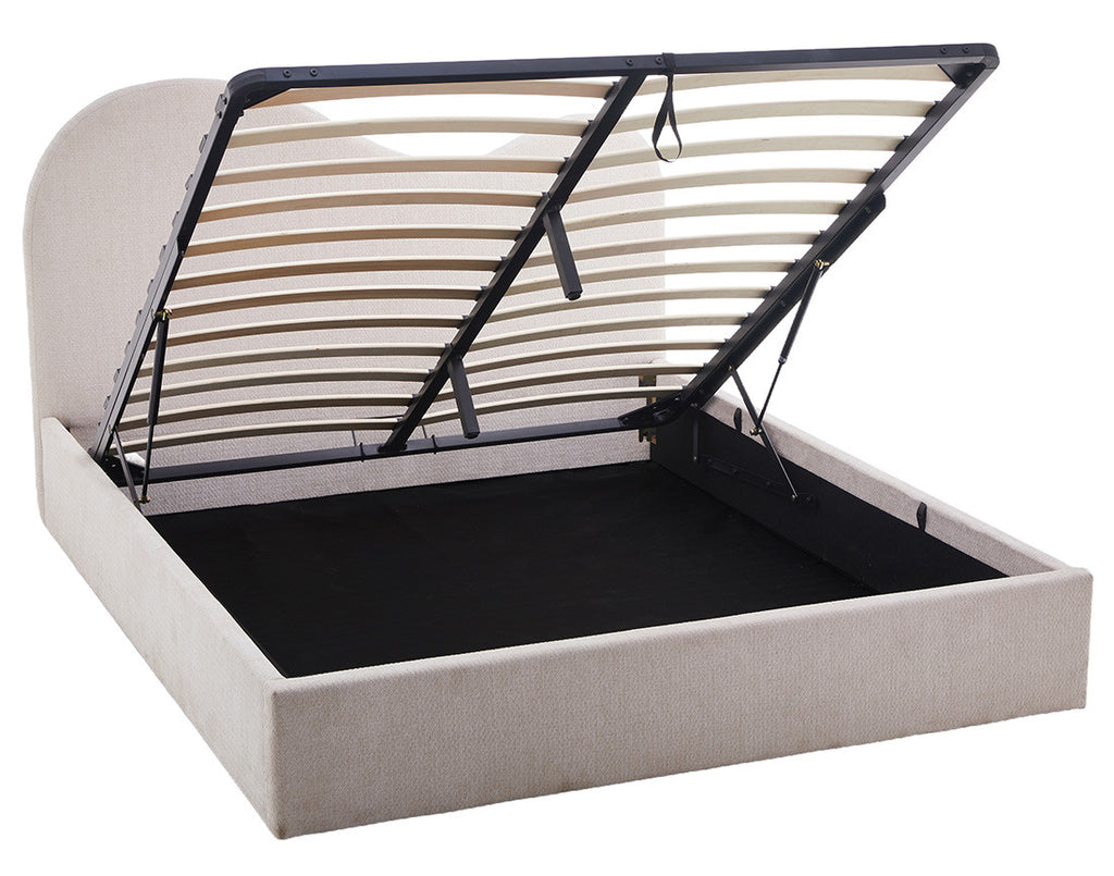 Lucas - Cama Con Arcón - Terciopelo Texturizado - Beige