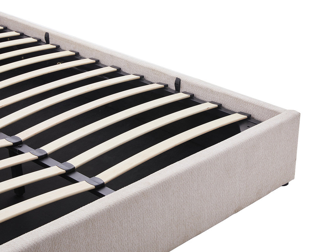 Lucas - Cama Con Arcón - Terciopelo Texturizado - Beige