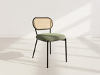 Luciano - Lot De 2 Chaises Cannage Dossier Arrondi - Tissu Bouclette - Vert Kaki