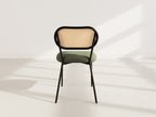 Luciano - Lot De 2 Chaises Cannage Dossier Arrondi - Tissu Bouclette - Vert Kaki
