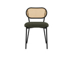 Luciano - Lot De 2 Chaises Cannage Dossier Arrondi - Tissu Bouclette - Vert Kaki