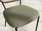 Luciano - Lot De 2 Chaises Cannage Dossier Arrondi - Tissu Bouclette - Vert Kaki