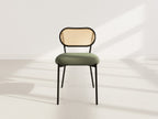 Luciano - Lot De 2 Chaises Cannage Dossier Arrondi - Tissu Bouclette - Vert Kaki