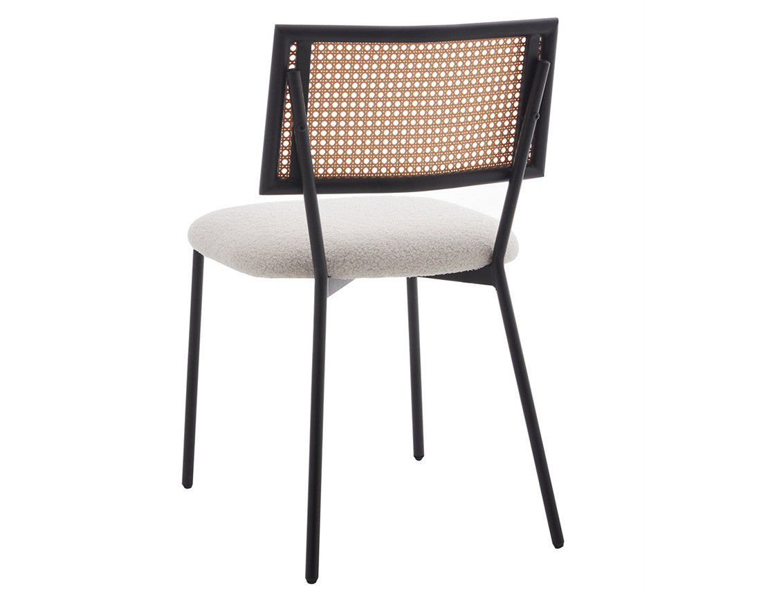 Luciano - Lote De 2 Sillas Rejilla De Caña - Tejido Borreguito - Beige