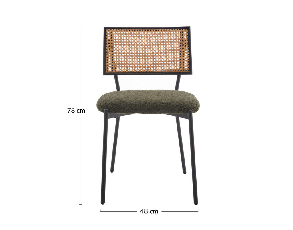 Luciano - Lote De 2 Sillas Rejilla De Caña - Tejido Borreguito - Beige