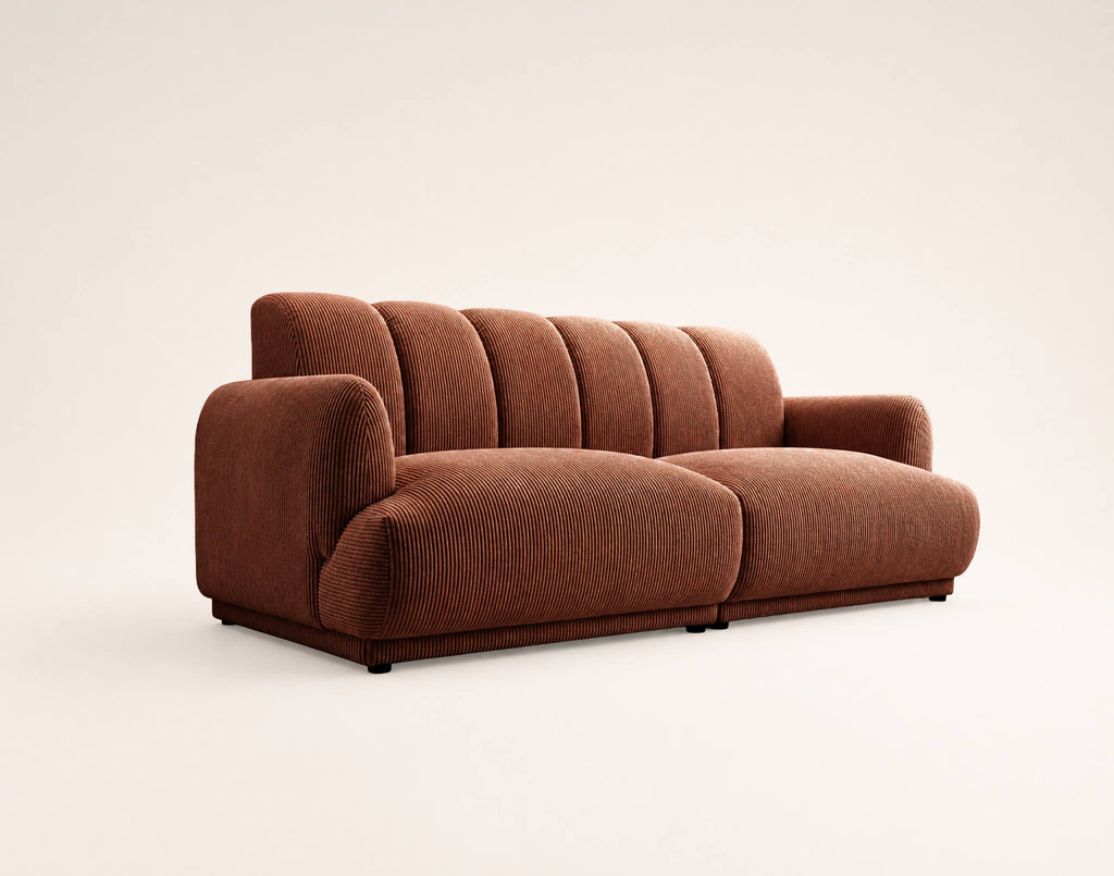 Luigi - 3-Seater Straight Sofa - Corduroy - Terracotta