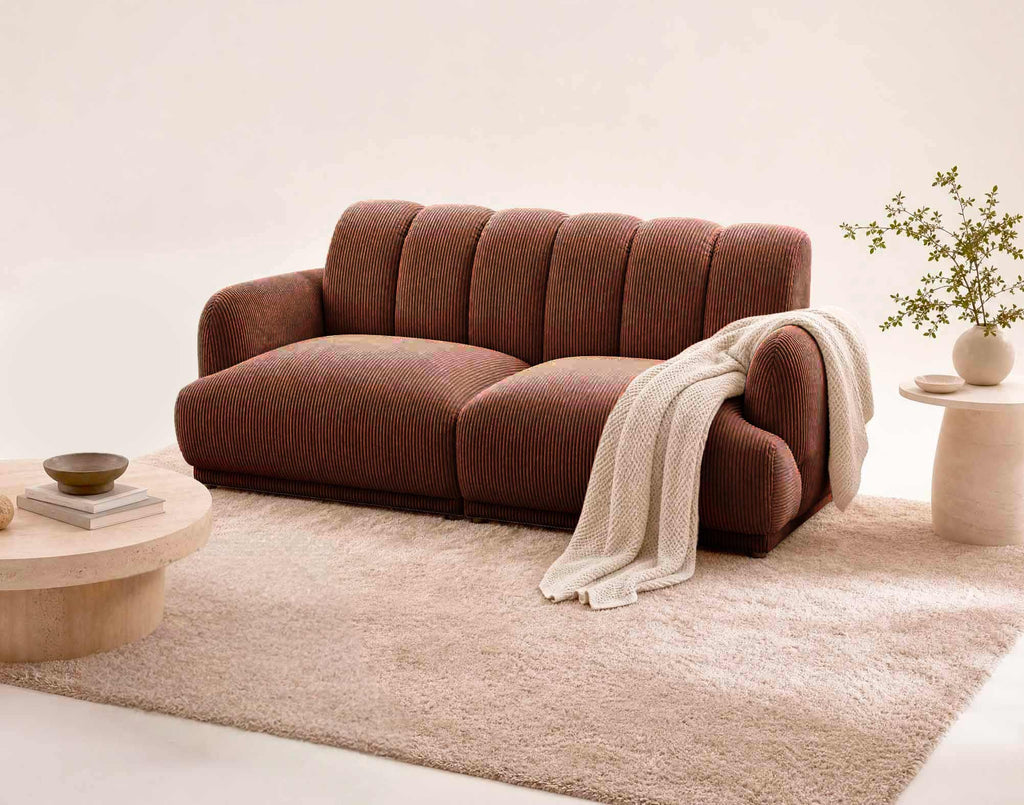 Luigi - 3-Seater Straight Sofa - Corduroy - Terracotta