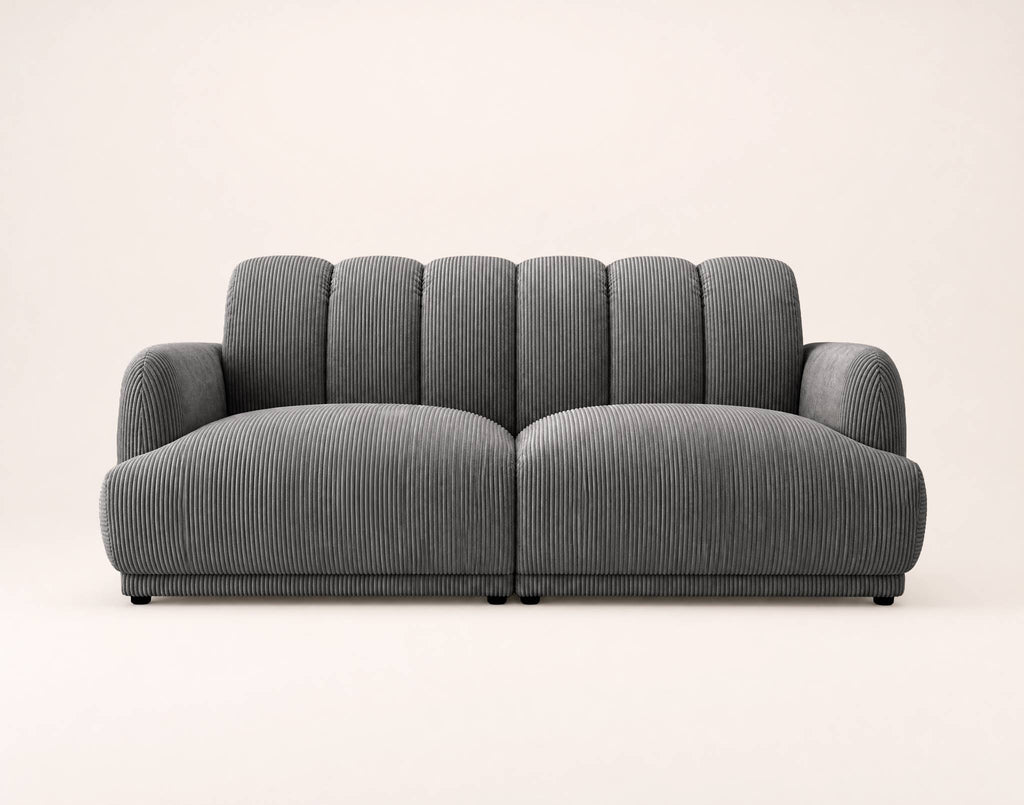 Luigi - Straight 3-Seater Sofa - Corduroy - Grey