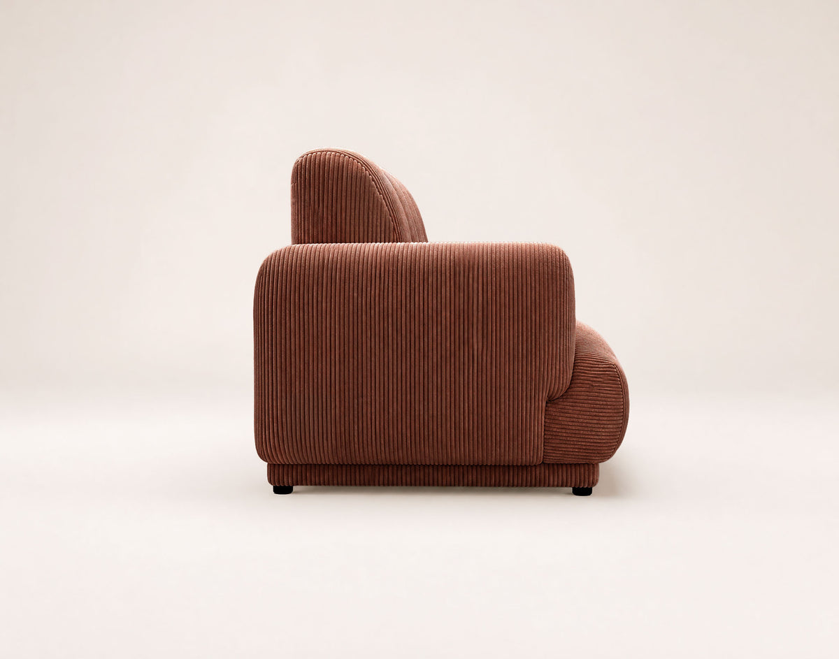 Luigi - 3-Seater Straight Sofa - Corduroy - Terracotta