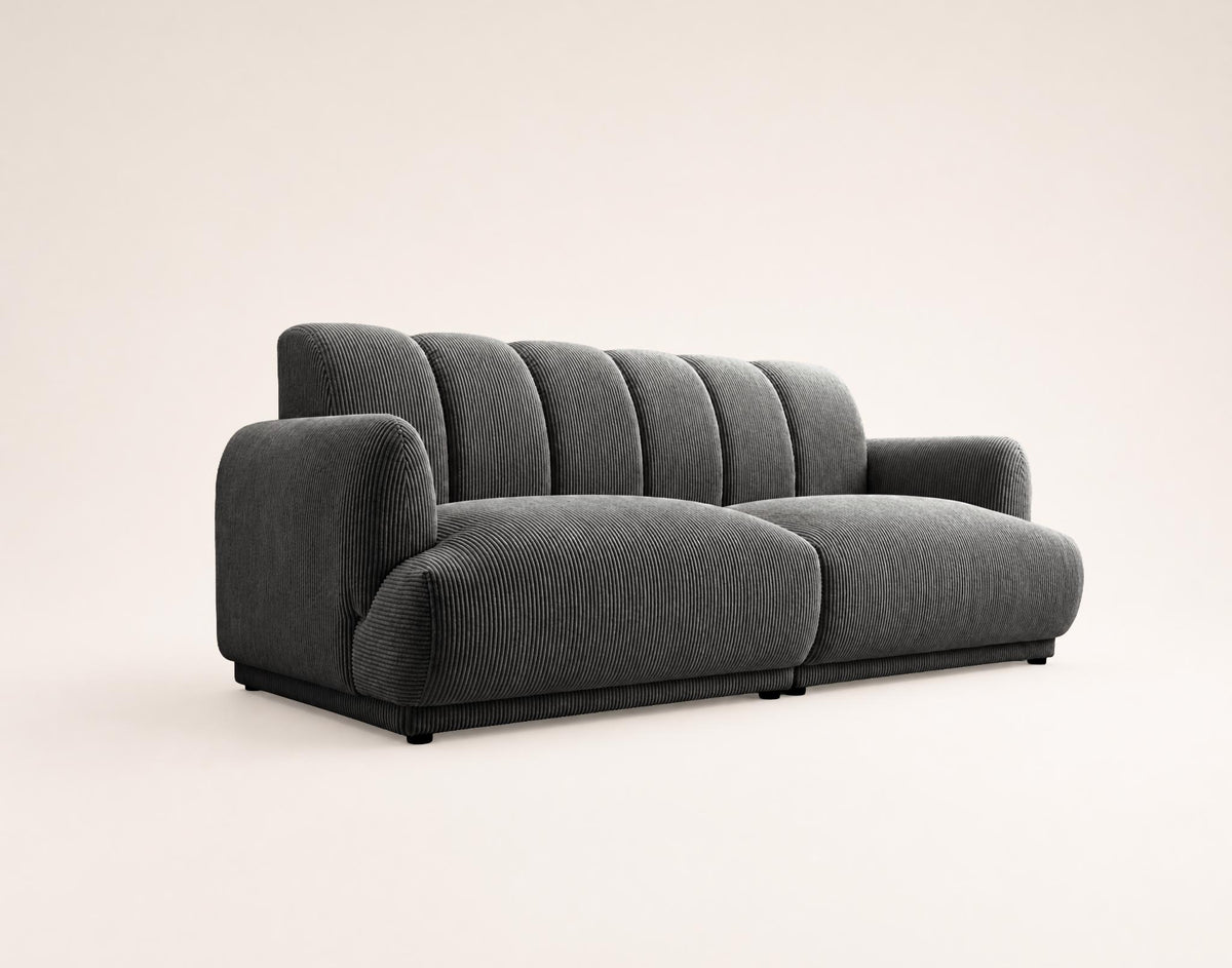 Luigi - Straight 3-Seater Sofa - Corduroy - Grey