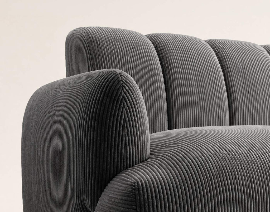 Luigi - Straight 3-Seater Sofa - Corduroy - Grey