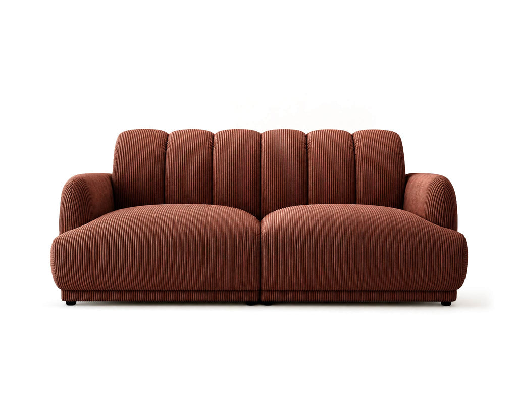 Luigi - 3-Seater Straight Sofa - Corduroy - Terracotta