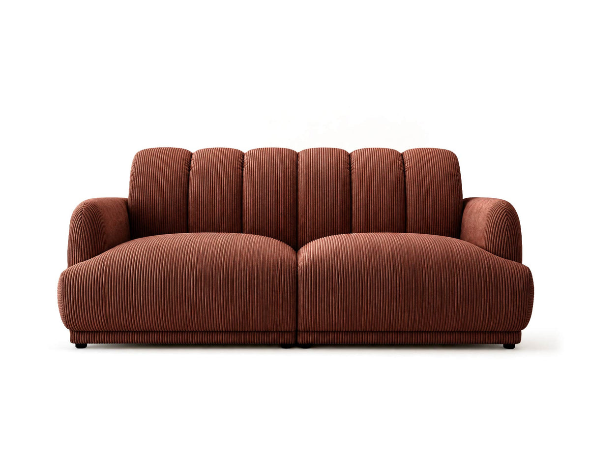 Luigi - 3-Seater Straight Sofa - Corduroy - Terracotta