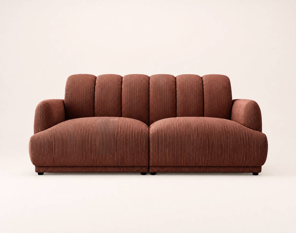 Luigi - 3-Seater Straight Sofa - Corduroy - Terracotta