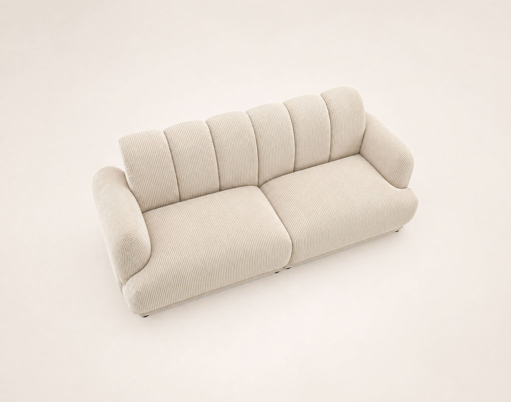 Luigi - Canapé Droit 3 Places - Velours Côtelé - Beige