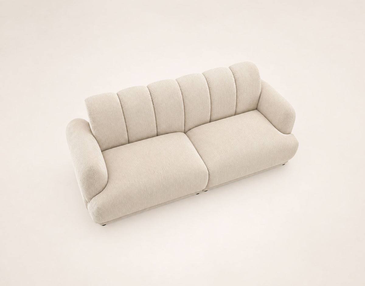 Luigi - Canapé Droit 3 Places - Velours Côtelé - Beige