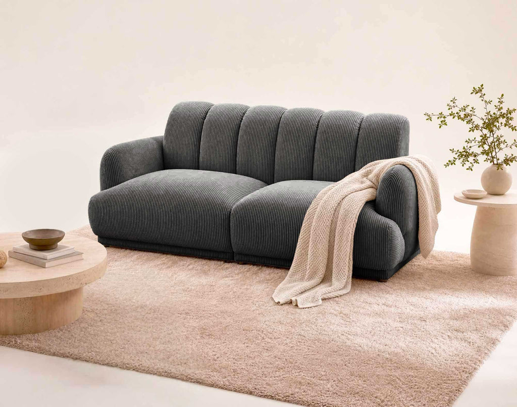 Luigi - Straight 3-Seater Sofa - Corduroy - Grey