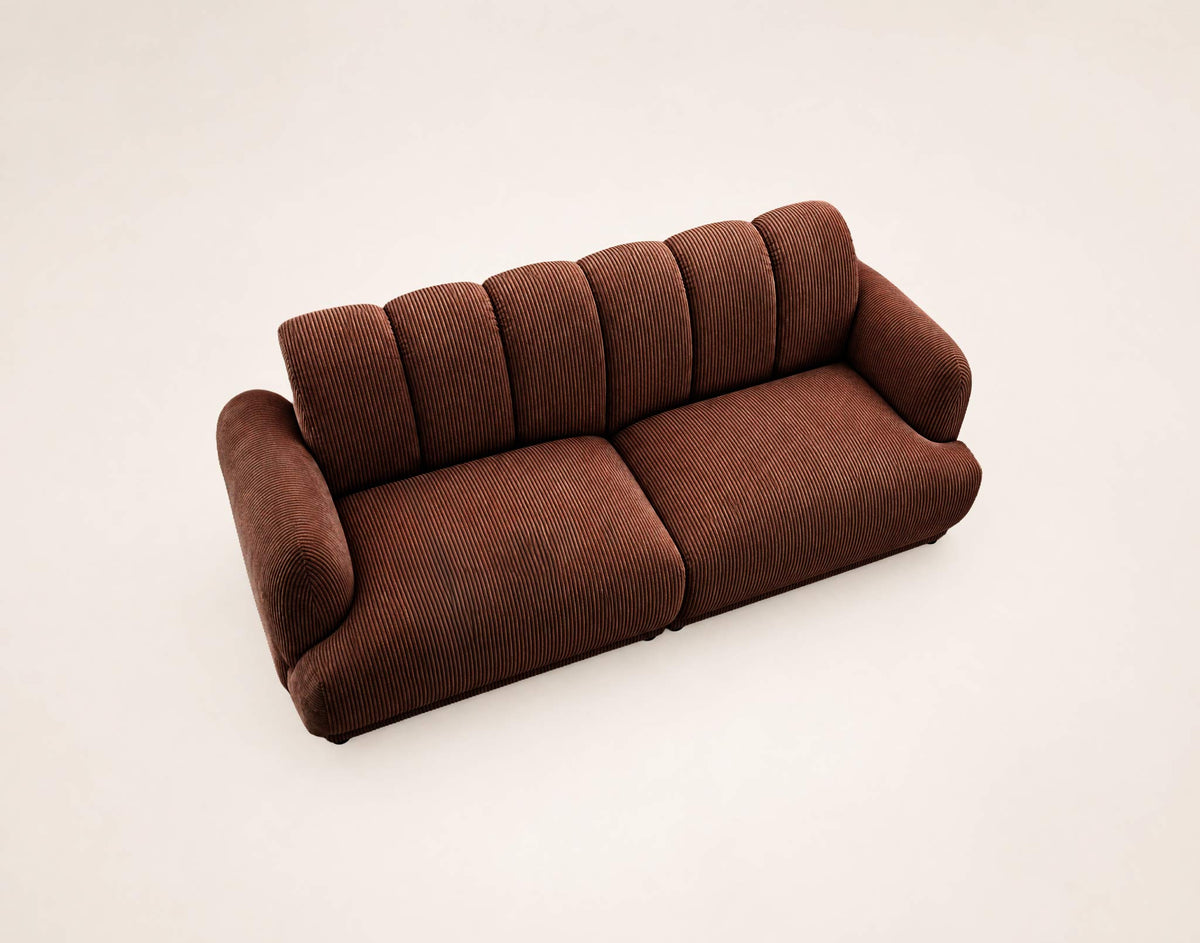 Luigi - 3-Seater Straight Sofa - Corduroy - Terracotta