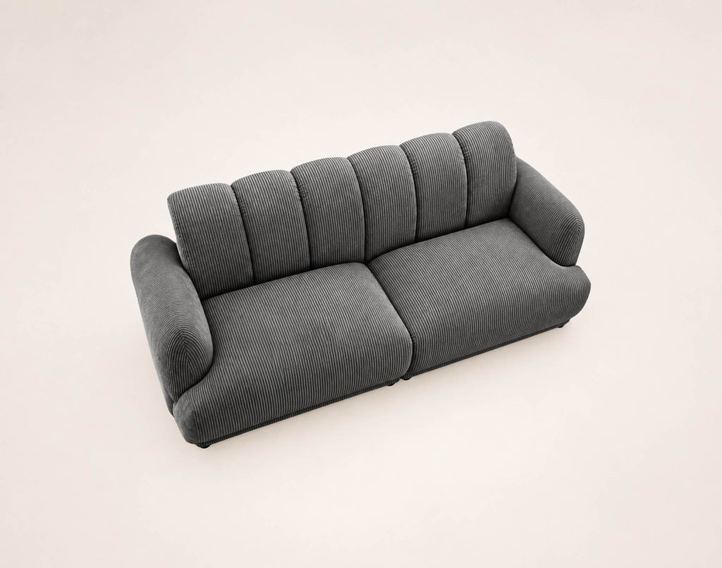 Luigi - Straight 3-Seater Sofa - Corduroy - Grey