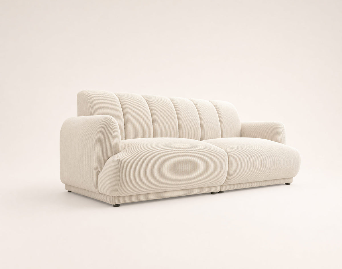 Luigi - Canapé Droit 3 Places - Velours Côtelé - Beige