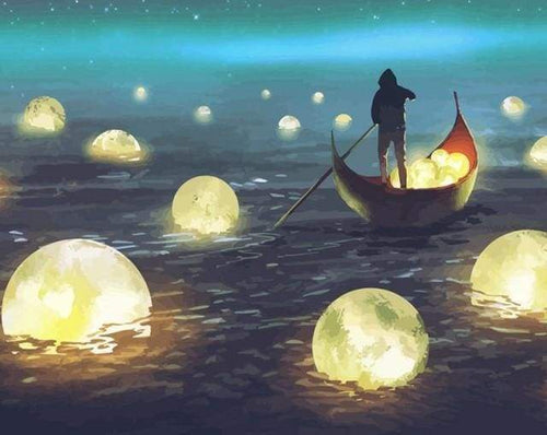 peinture par numéros | Lumières sur le Lac | bateaux intermédiaire nouveautés paysages | FiguredArt