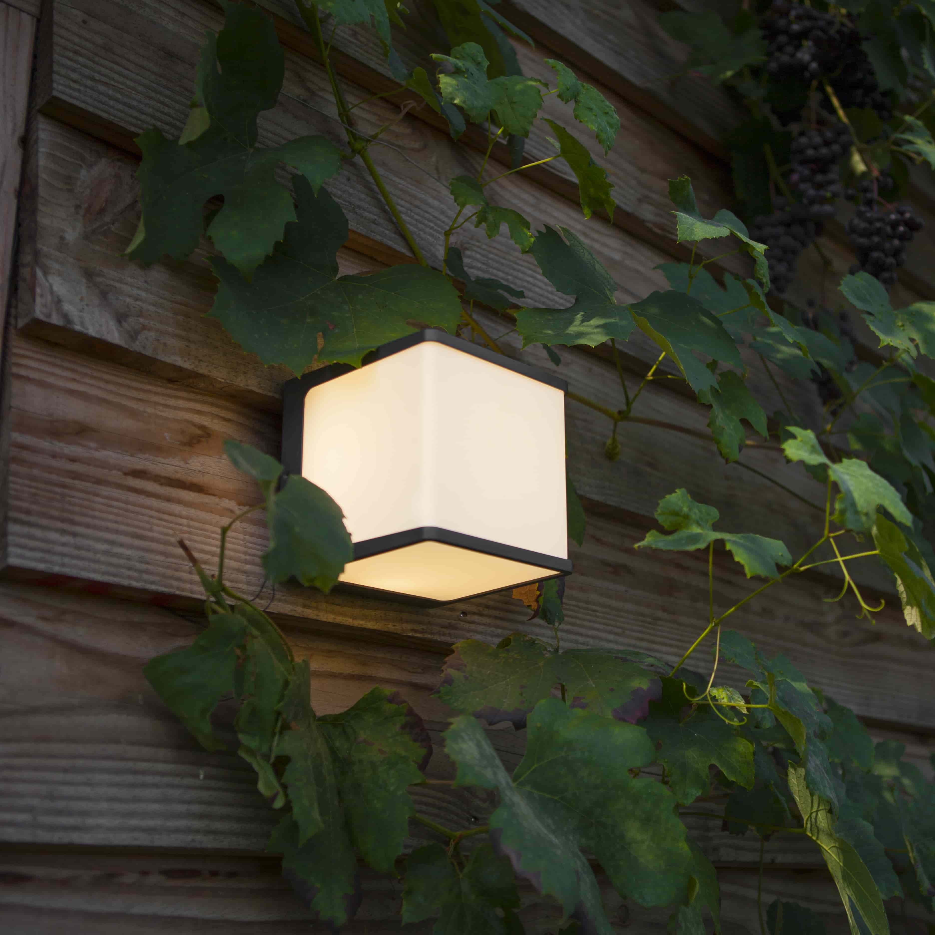 Doblo Cube - Mains Wall Light - Aluminium - Dark Grey