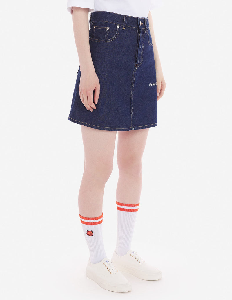 Maison Kitsuné - Mini A-Line Skirt In Indigo Denim - Washed Indigo - Women