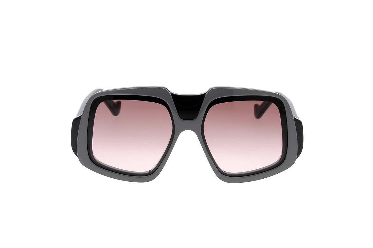 Luxury Eyewear – Lunettes De Soleil - Loewe, lunettes de soleil grises et noires, verres roses, vue de face