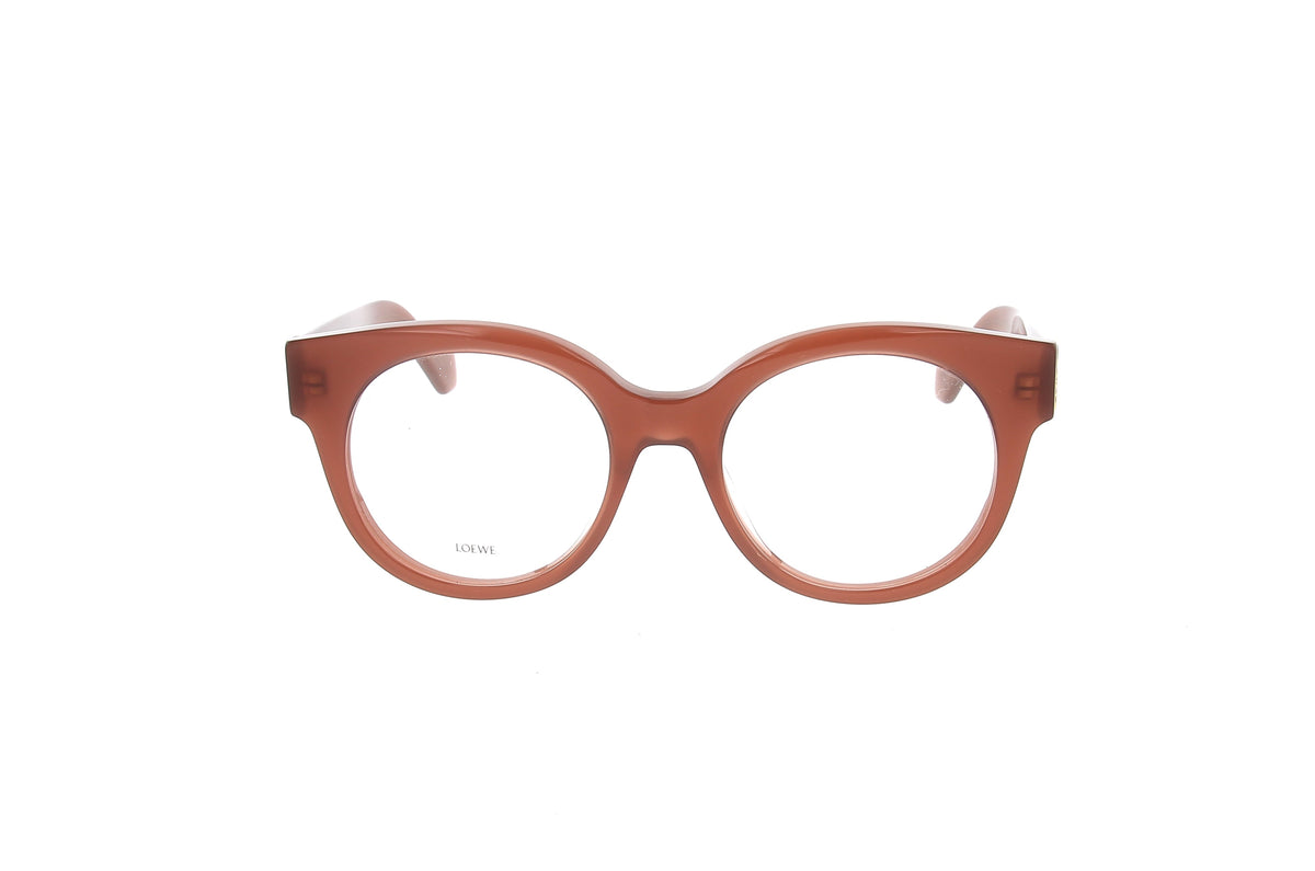 Luxury Eyewear – Okulary przeciwsłoneczne - Loewe, okrągłe jasnobrązowe okulary korekcyjne, widok z przodu
