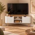 Lyna – Eck-TV-Möbel – Weiß und Eichen-Optik