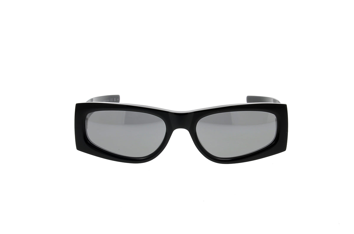 Luxury Eyewear – Solglasögon - Saint Laurent, svarta solglasögon med grå glas, framifrån