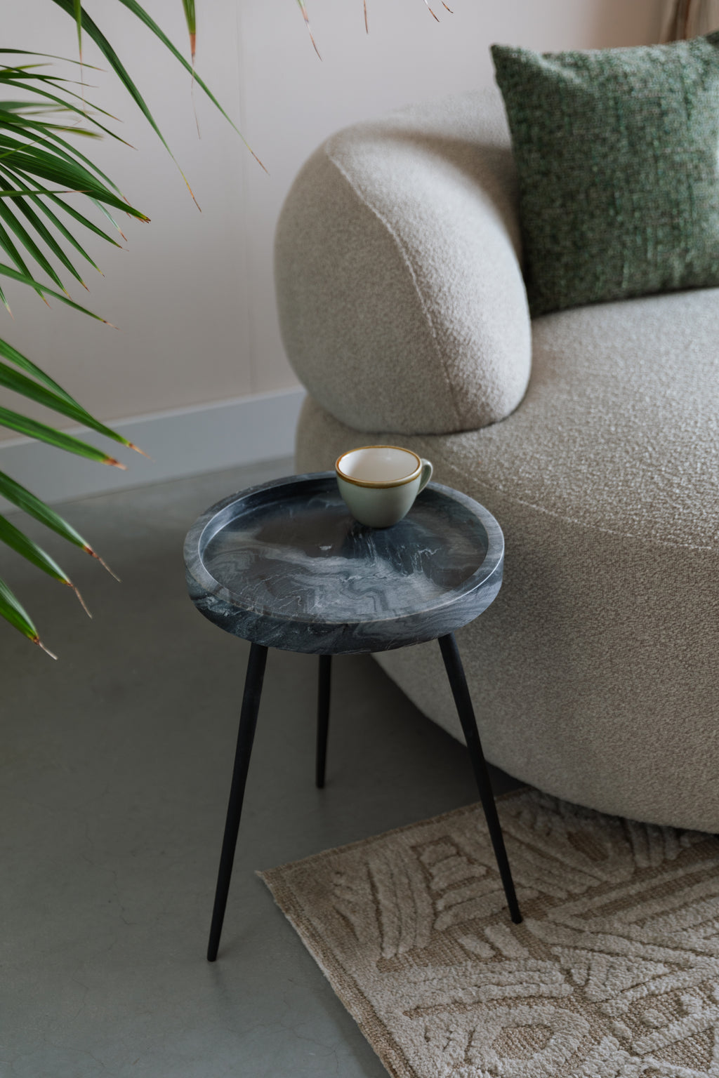 Karrara - Side Table - Solid Marble - Grey/Black