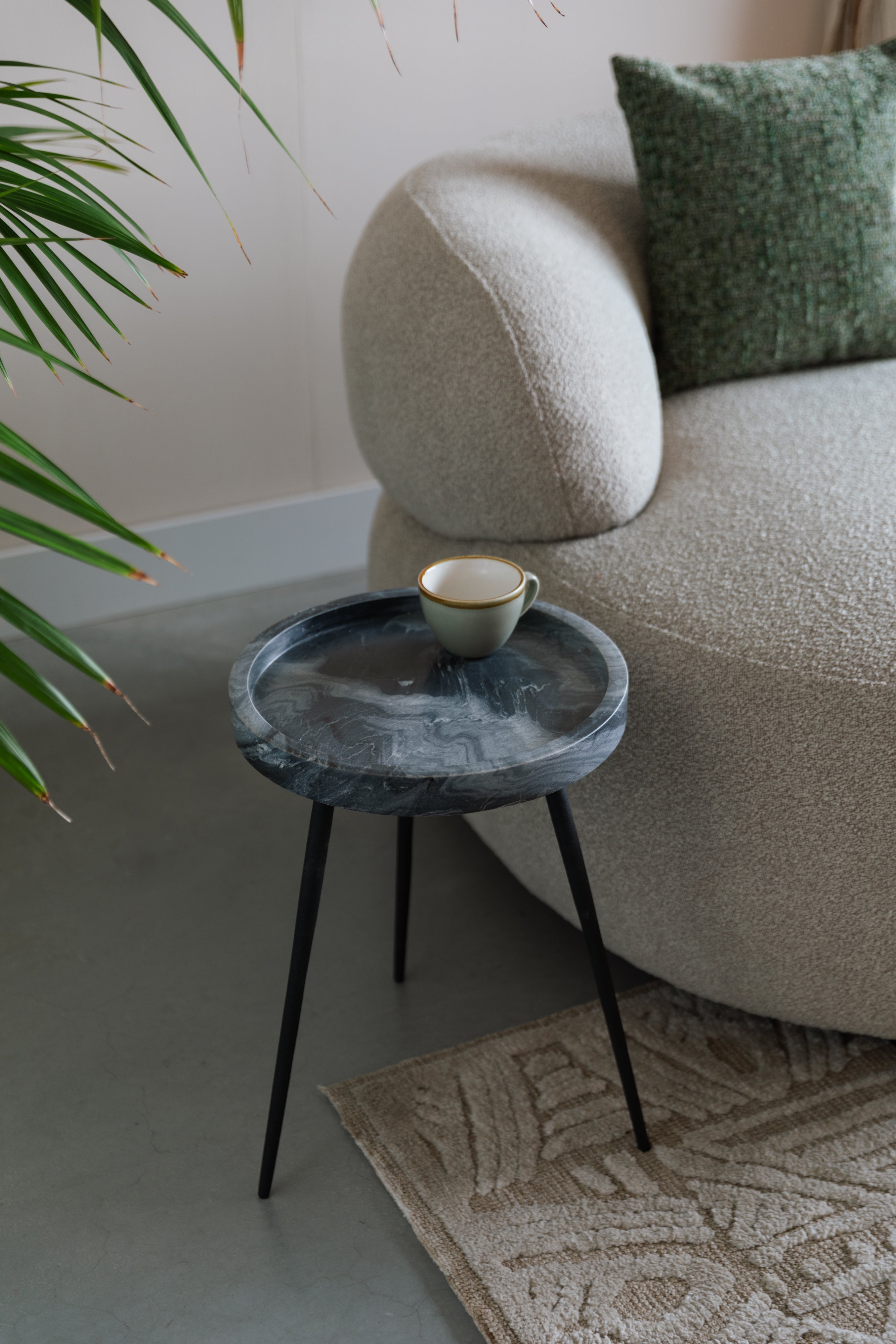 Karrara - Side Table - Solid Marble - Grey/Black