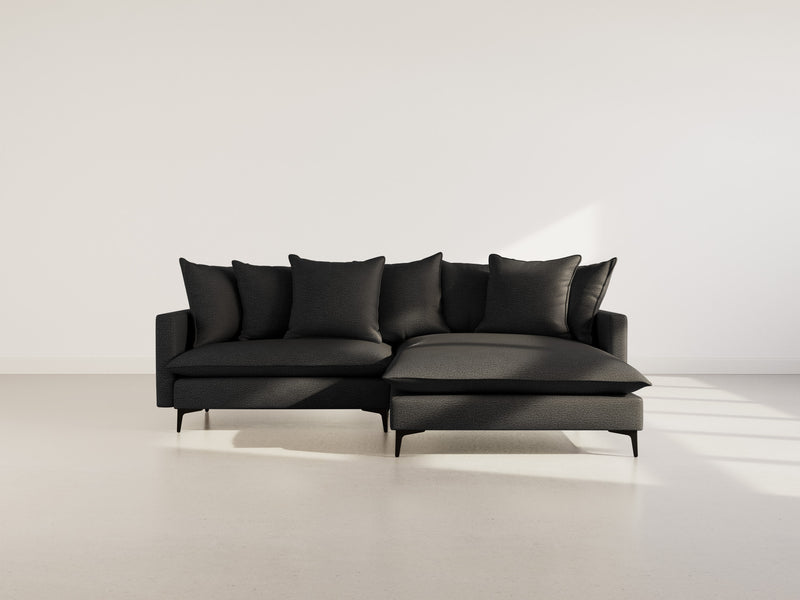 Madison - Right Corner Sofa - 4 Seater - Textured Fabric - Black
