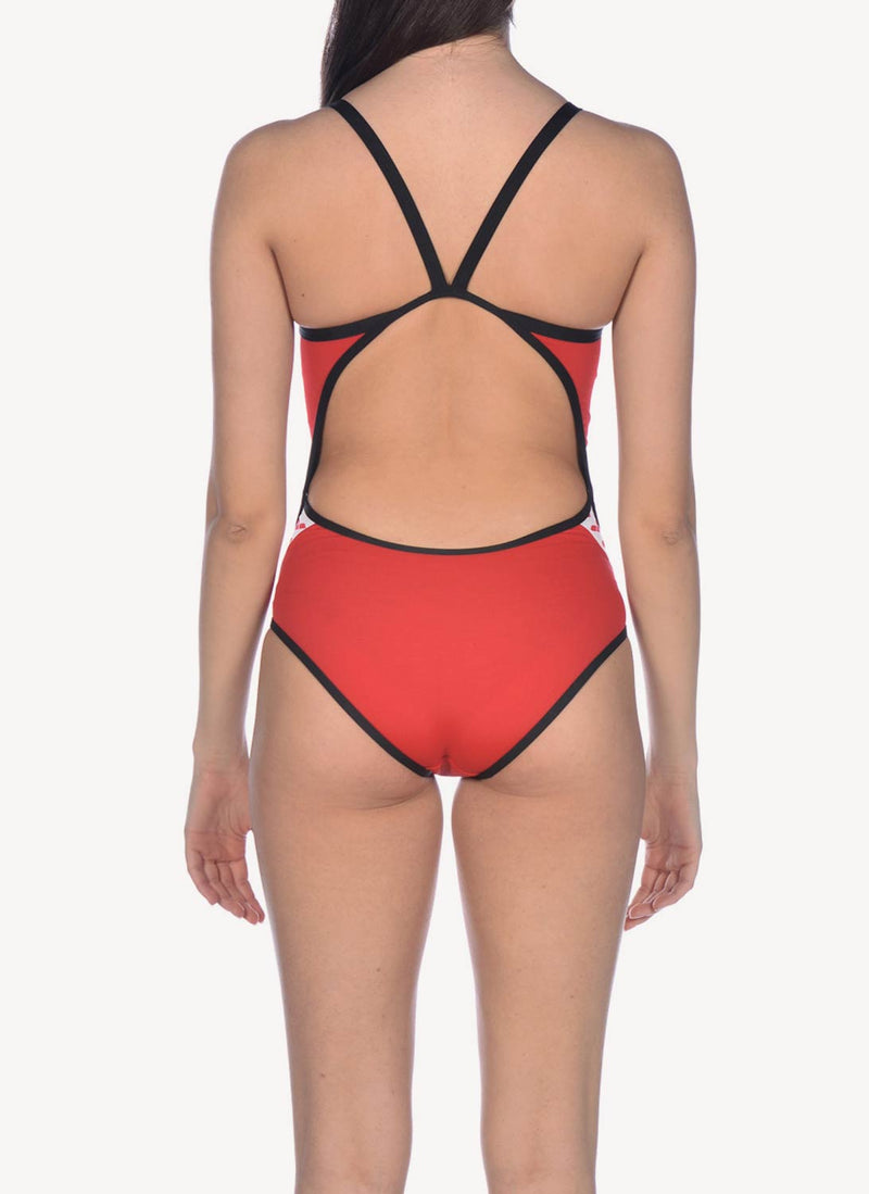 Arena - Maillot 1 Piece Team Stripe Super Fly Back - Rouge - Femme